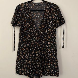 Nasty Gal Ditsy floral button down play suit
